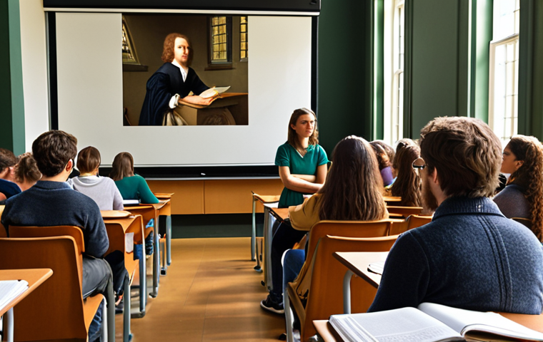 **

A student actively listening in a lecture hall, making notes using the Cornell method. The lecture is about the Dutch Golden Age. Focus on the student's engaged expression and organized notebook. In the background, the professor is presenting a slide with a famous Dutch Golden Age painting. Capture the atmosphere of active learning and concentration.

**